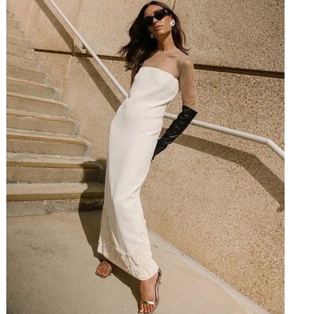 Antonio Melani x Elizabeth Damrich NWT Babe Mesh Crepe Soutache LONG Dress 10
